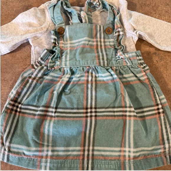 Carter's - Mint Green Plaid Corduroy Baby Dress, Size 6 Months - Picture 2 of 4